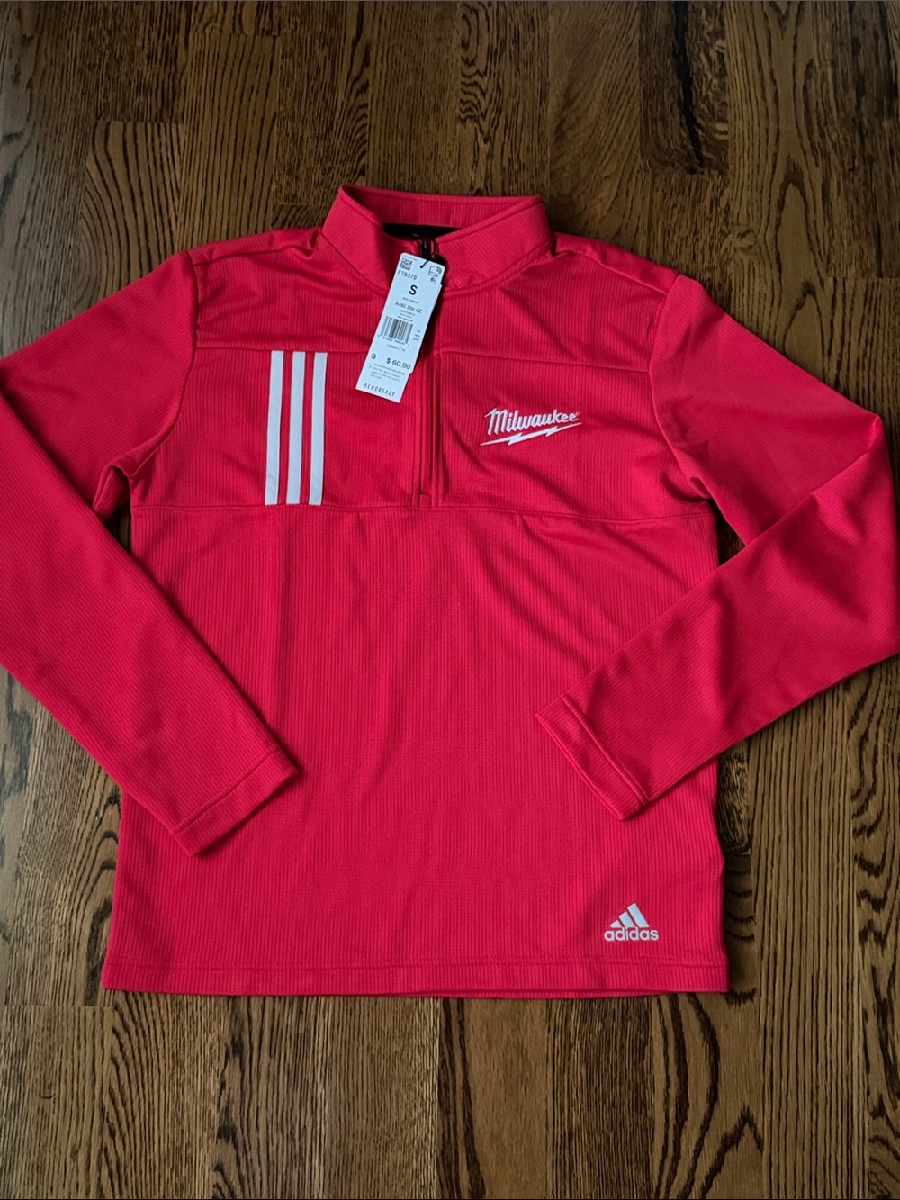 adidas Red Milwaukee Quarter-Zip golf pullover small